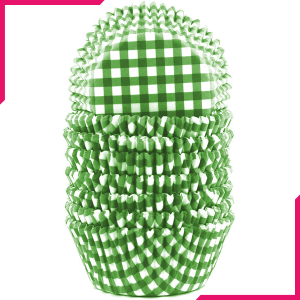 Checkered Pattern Cupcake Liners 100pcs - Green - bakeware bake house kitchenware bakers supplies baking