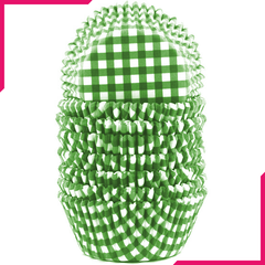 Checkered Pattern Cupcake Liners 100pcs - Green - bakeware bake house kitchenware bakers supplies baking