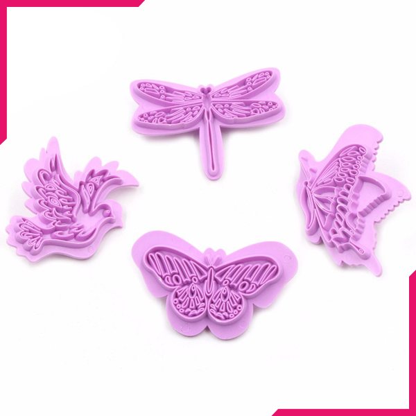 Butterfly Fondant Stamp 4pcs - bakeware bake house kitchenware bakers supplies baking