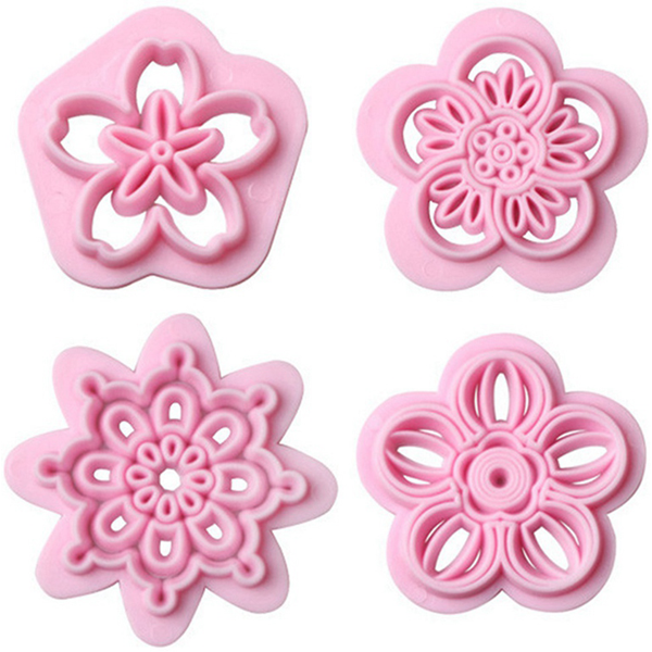 Flower Fondant Stamp 4pcs - bakeware bake house kitchenware bakers supplies baking