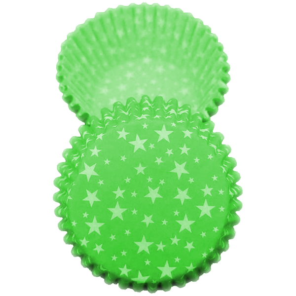 Green Stars Cupcake Liners 100pcs - bakeware bake house kitchenware bakers supplies baking