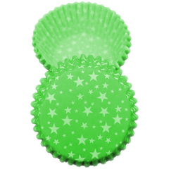 Green Stars Cupcake Liners 100pcs - bakeware bake house kitchenware bakers supplies baking