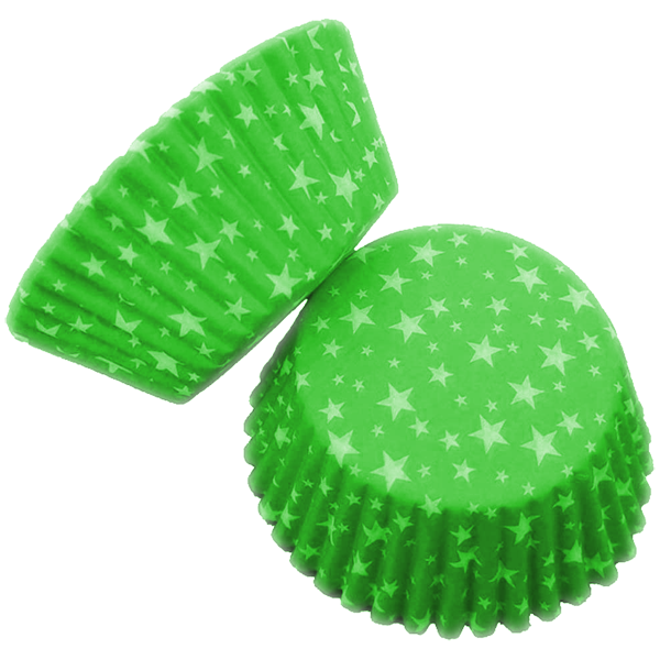 Green Stars Cupcake Liners 100pcs - bakeware bake house kitchenware bakers supplies baking
