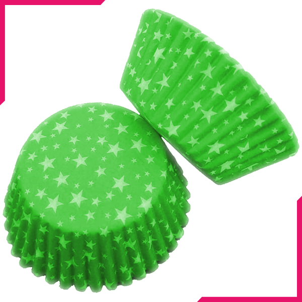 Green Stars Cupcake Liners 100pcs - bakeware bake house kitchenware bakers supplies baking