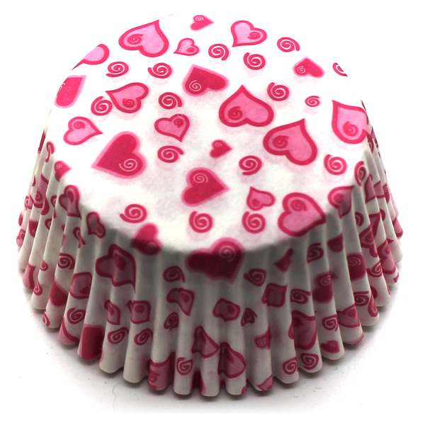 Pink Hearts Cupcake Liners 100Pcs - bakeware bake house kitchenware bakers supplies baking