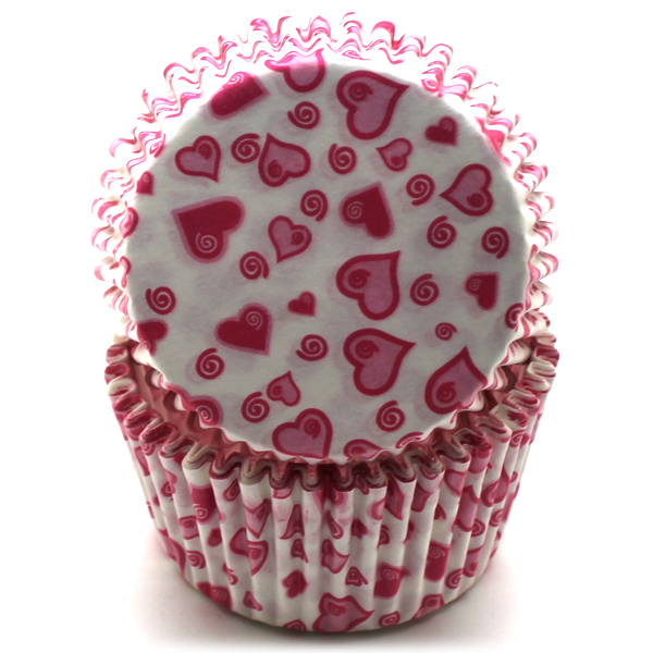 Pink Hearts Cupcake Liners 100Pcs - bakeware bake house kitchenware bakers supplies baking