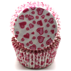 Pink Hearts Cupcake Liners 100Pcs - bakeware bake house kitchenware bakers supplies baking