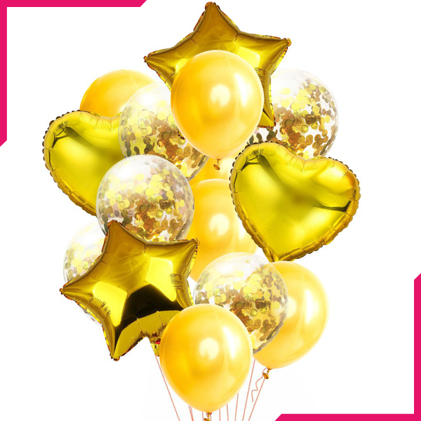 Heart Star Shape Confetti Balloons Yellow - bakeware bake house kitchenware bakers supplies baking
