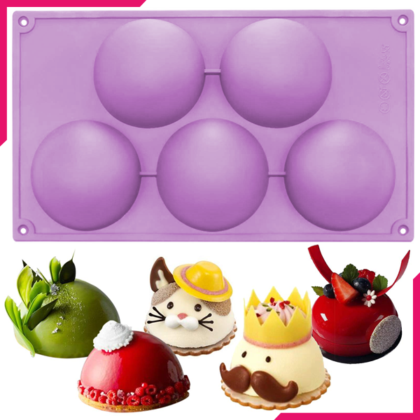 Silicone Mold Half Sphere 5 Cavity - bakeware bake house kitchenware bakers supplies baking