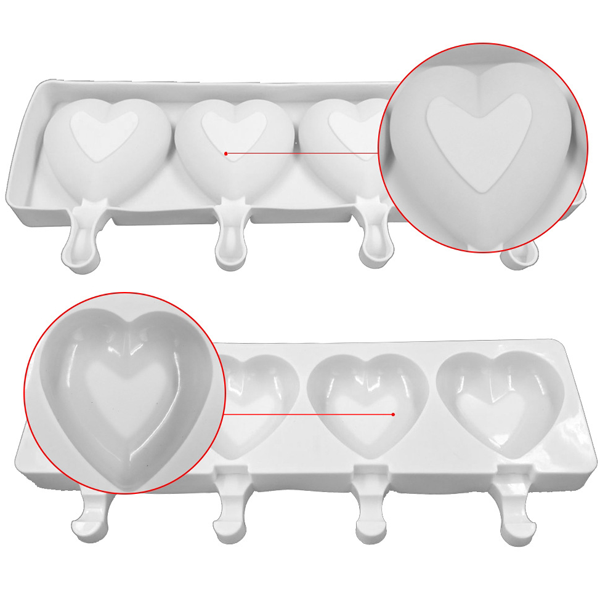 Silicone Popsicle Heart Shaped Ice Cream Mold - bakeware bake house kitchenware bakers supplies baking