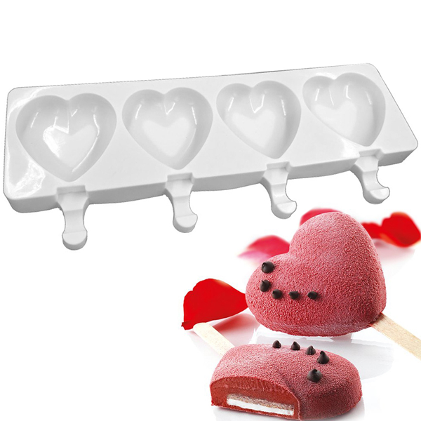 Silicone Popsicle Heart Shaped Ice Cream Mold - bakeware bake house kitchenware bakers supplies baking