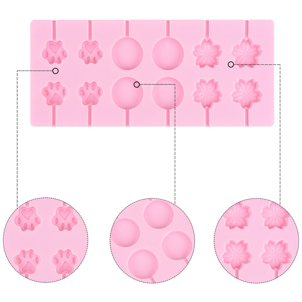 Silicone Lollipop Mold Cat Claw & Flower - bakeware bake house kitchenware bakers supplies baking
