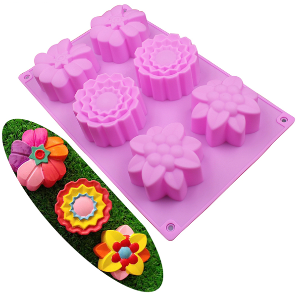 Silicone Mold Flowers 6 Cavity - bakeware bake house kitchenware bakers supplies baking