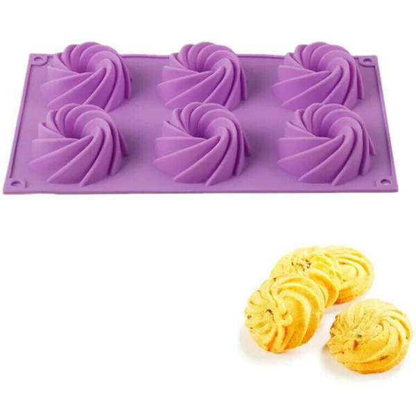 Swirl Shape Silicone Mold 6 Cavity - bakeware bake house kitchenware bakers supplies baking