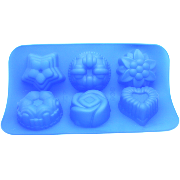 Silicone Mold Heart, Star Flowers 6 Cavity - bakeware bake house kitchenware bakers supplies baking