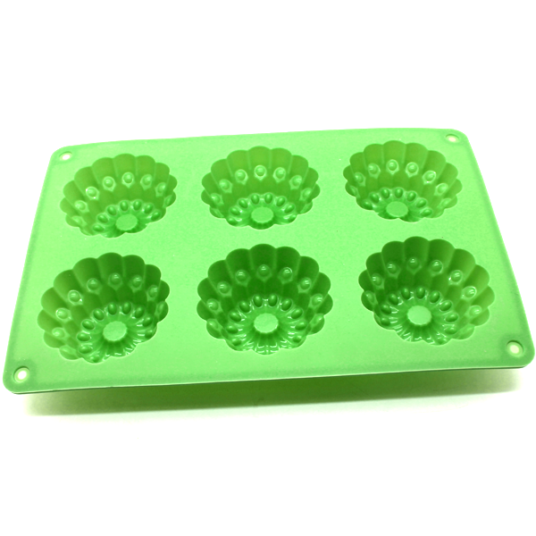 Silicone Mold Round Flowers 6 Cavity - bakeware bake house kitchenware bakers supplies baking