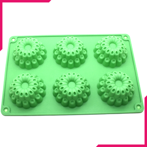 Silicone Mold Round Flowers 6 Cavity - bakeware bake house kitchenware bakers supplies baking