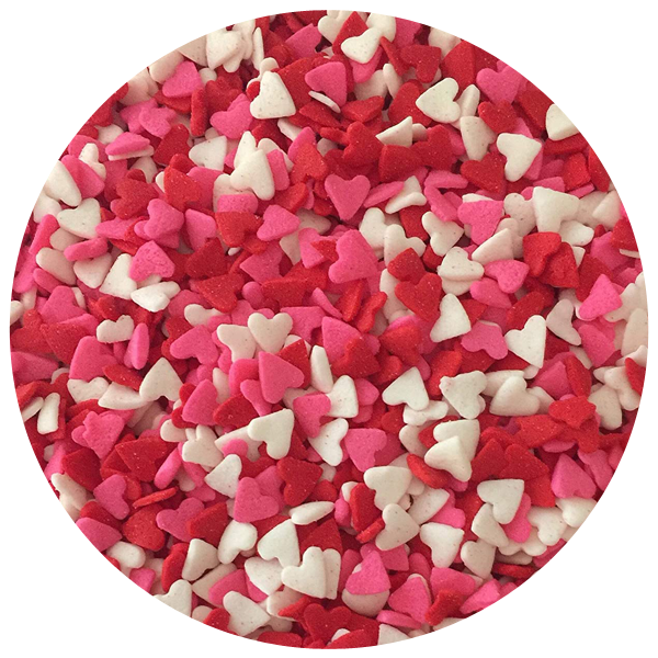 Mini Red White and Pink Heart Sprinkles