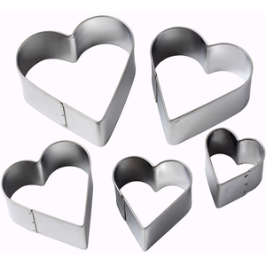 Stainless Steel Heart Shape Cookie Cutter 5Pcs