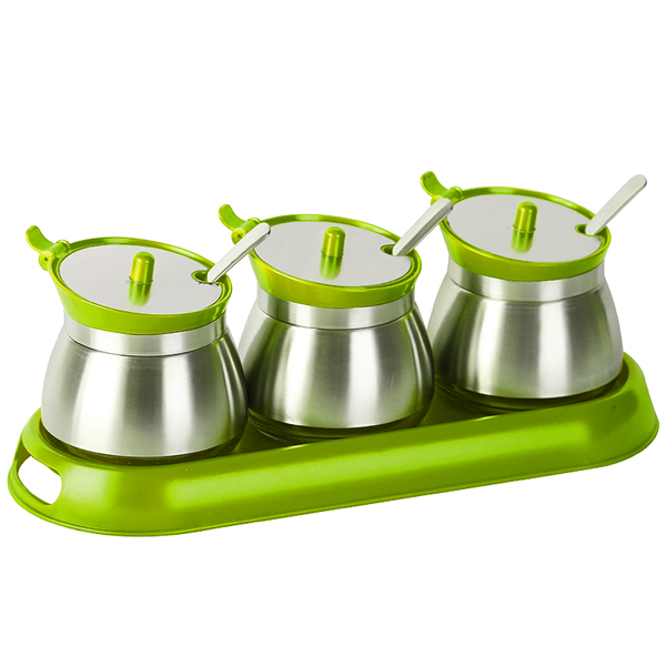 Herb Spice Jar Canister With Tray Set