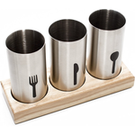 Flatware Organizer Caddy with Wood Base