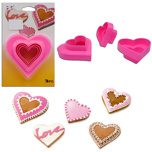 Double Sided Cookie Cutter 3Pcs Set Heart