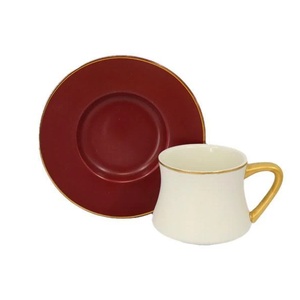 Angela Cup & Saucer Maroon + White