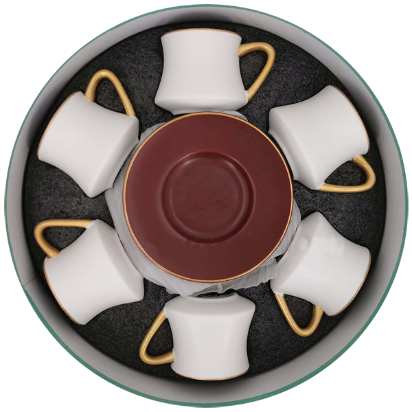 Angela Cup & Saucer Maroon + White