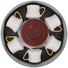 Angela Cup & Saucer Maroon + White