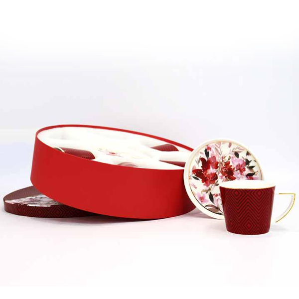 Angela Cup & Saucer Set - Red Flowers