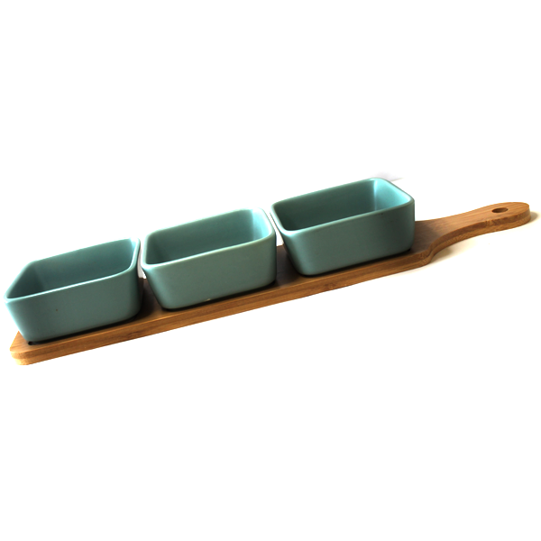 Porcelain Dip Bowl Set With Tray