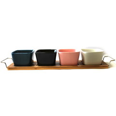 Porcelain Dip Bowl Set With Tray