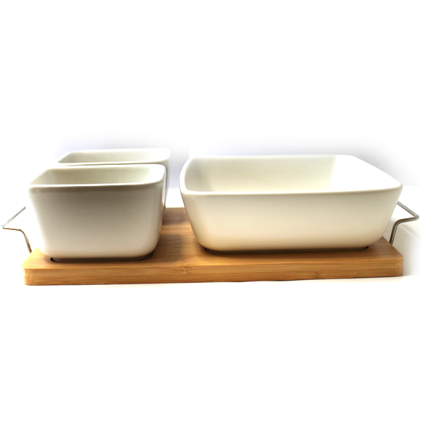Porcelain Dip Bowl Set With Tray