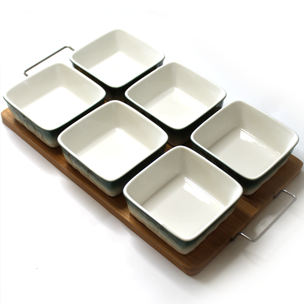 Porcelain Dip Bowl Set With Tray