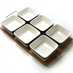 Porcelain Dip Bowl Set With Tray