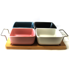 Porcelain Dip Bowl Set With Tray