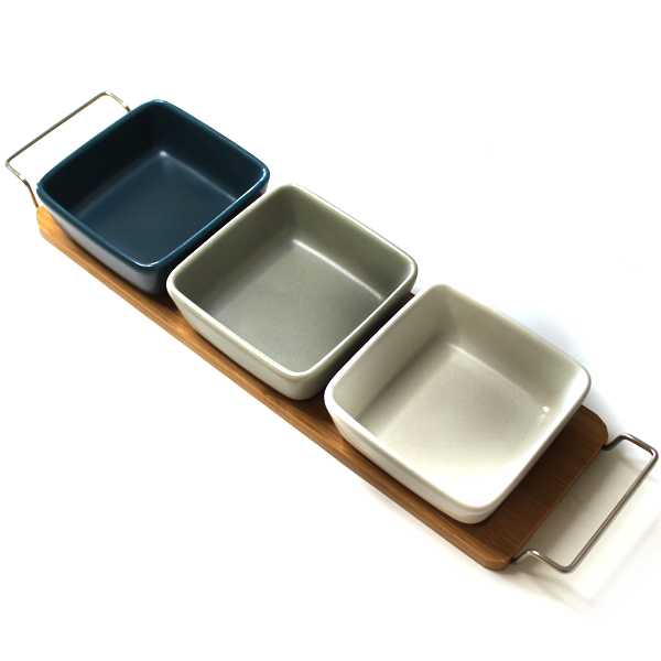 Porcelain Dip Bowl Set With Tray