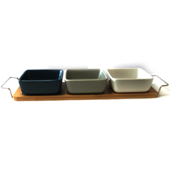 Porcelain Dip Bowl Set With Tray