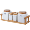 Set Of 6 Canisters With Bamboo Base