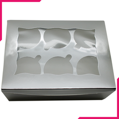 Pack Of 20 Silver Cupcake Box - 6 Cavity - bakeware bake house kitchenware bakers supplies baking