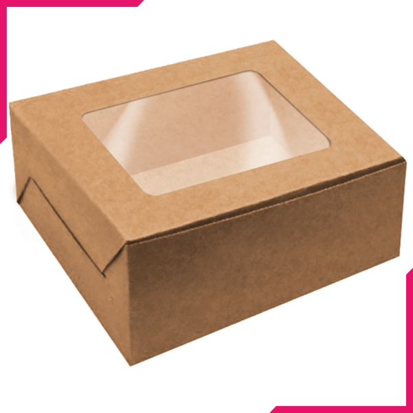 Pack Of 20 Brown Cake Box With Window - bakeware bake house kitchenware bakers supplies baking