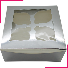Pack Of 50 Silver Cupcake Box - 4 Cupcakes - bakeware bake house kitchenware bakers supplies baking