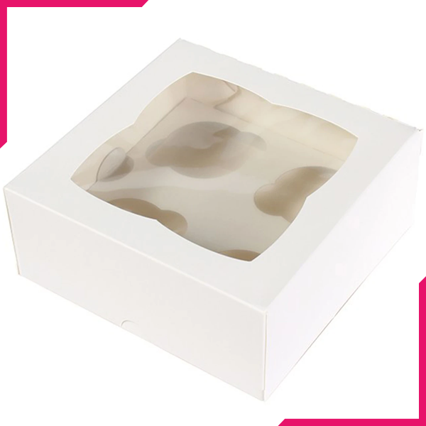 Pack Of 10 White Cupcake Box - 4 Cavity - bakeware bake house kitchenware bakers supplies baking