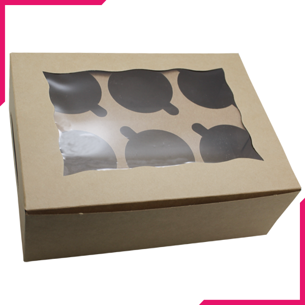Pack Of 10 Brown Cupcake Box - 6 Cavity - bakeware bake house kitchenware bakers supplies baking
