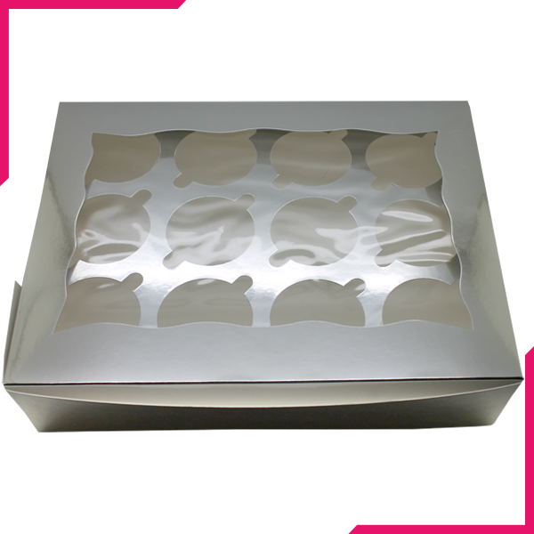 Pack Of 10 Silver Cupcake Box - 12 cupcakes - bakeware bake house kitchenware bakers supplies baking