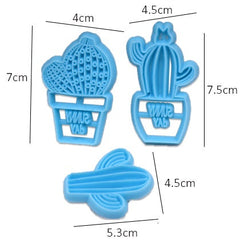 Cactus Fondant & Cookie Cutter 3Pcs Set