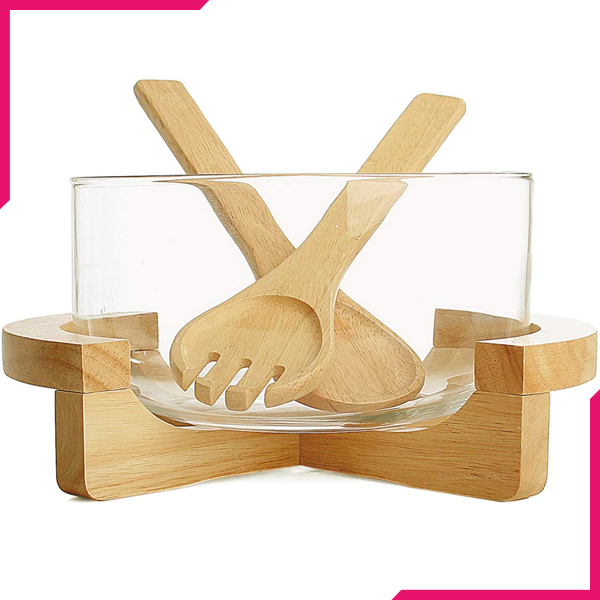 Billi Glass Salad Bowl Set - bakeware bake house kitchenware bakers supplies baking