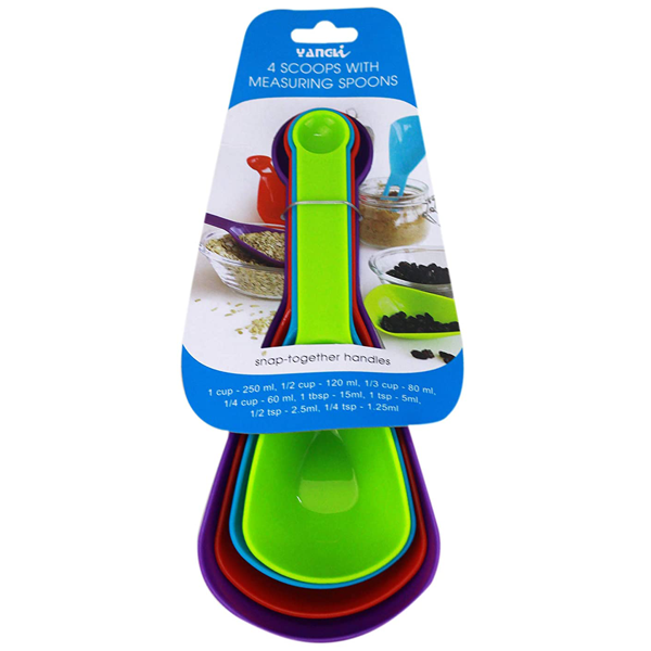 Set of 4 Scoops with Measuring Spoons - bakeware bake house kitchenware bakers supplies baking