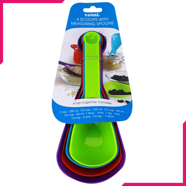Set of 4 Scoops with Measuring Spoons - bakeware bake house kitchenware bakers supplies baking