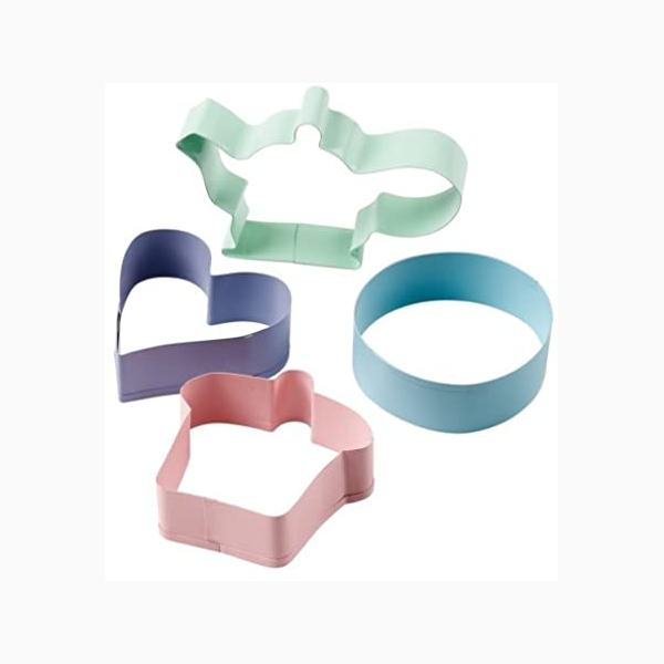 Cupcakes/Pastels 4 Piece Coloured Metal Cookie Cutter Set - bakeware bake house kitchenware bakers supplies baking
